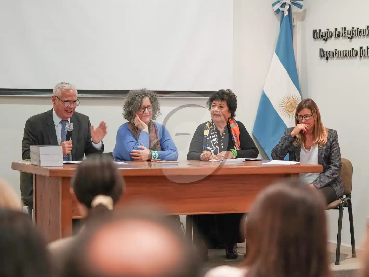 Cátedra. La que dieron Sergio Torres,  Diana Maffía y Dora Barrancos en el Colegio de Magistrados