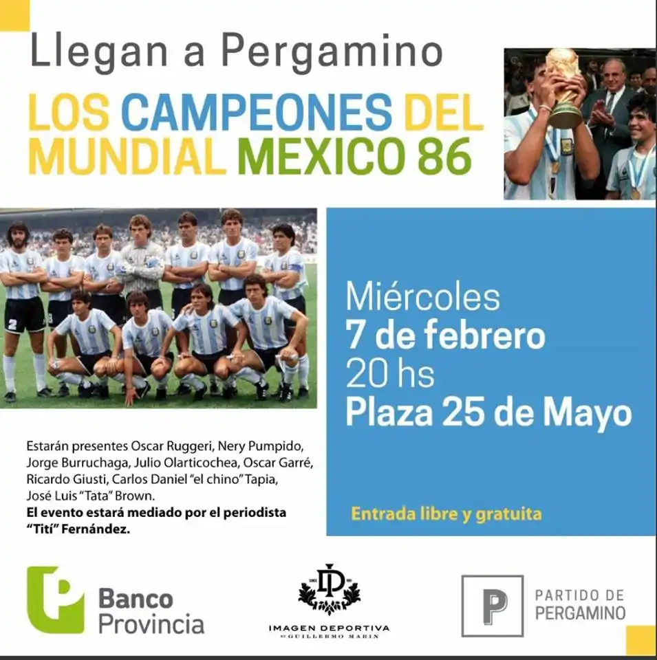 Llegan los campeones del Mundial México 86 a Pergamino