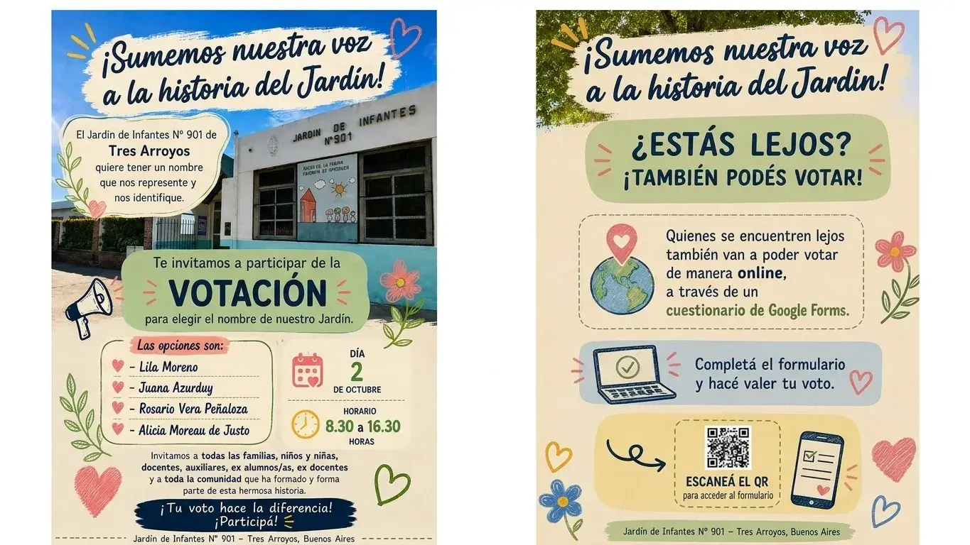 Estos son los flyers enviados a la prensa. El link para votar desde la distancia se encuentra en el píe de página