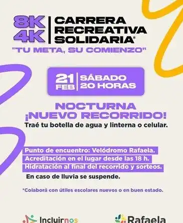 Primera Carrera Recreativa del 2026, el próximo sábado 21. Foto: Prensa Munic. de Rafaela