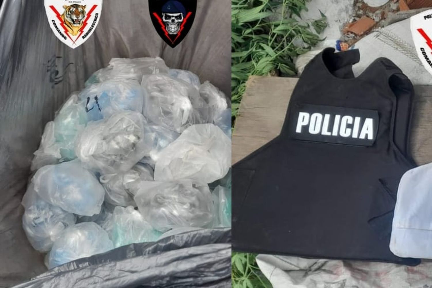 Encontraron drogas y chalecos antibalas junto a unas vías de zona oeste