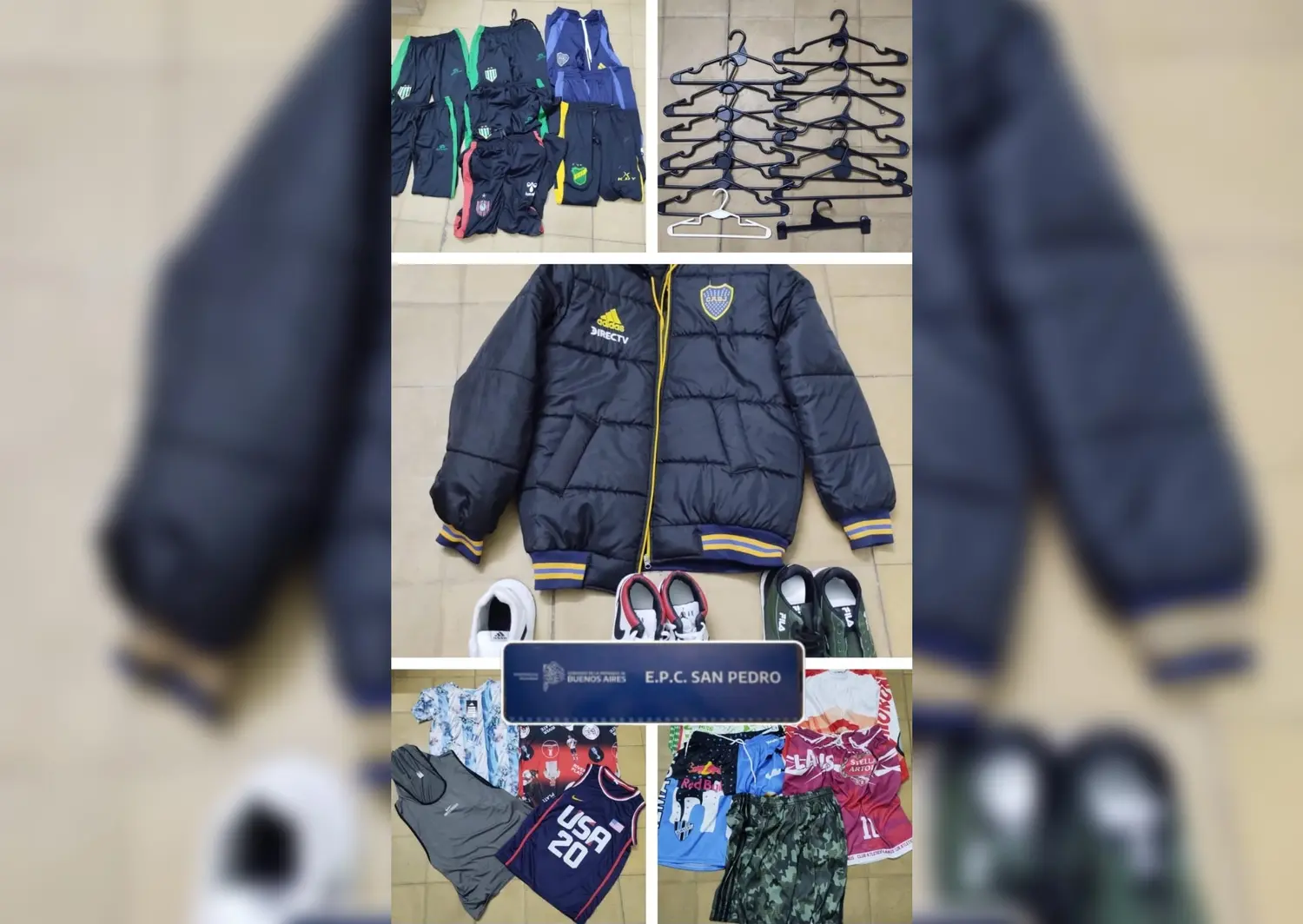 La ropa que halló la policía en la plaza del CIC.
