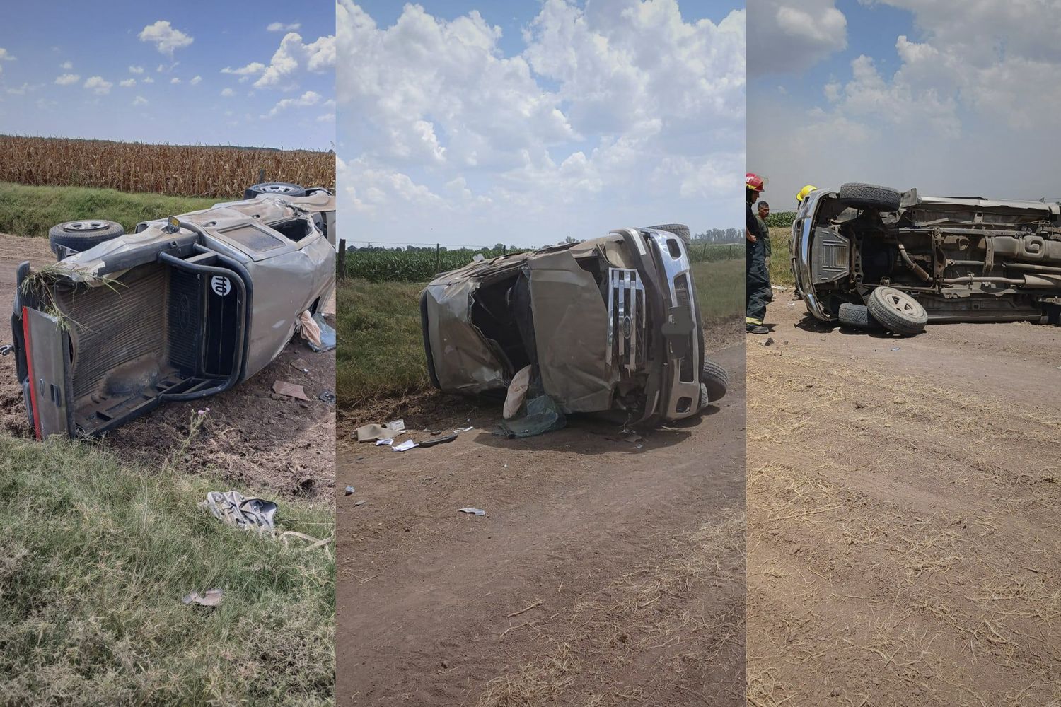 Así quedó la camioneta luego del vuelco.
