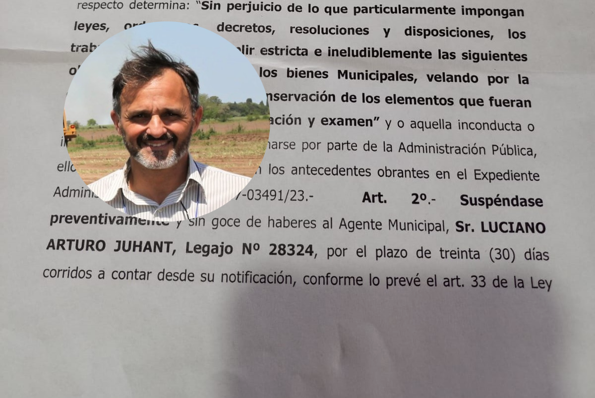 Suspendieron sin sueldo a Luciano Juhant por “falta de respeto” y “desobediencia”