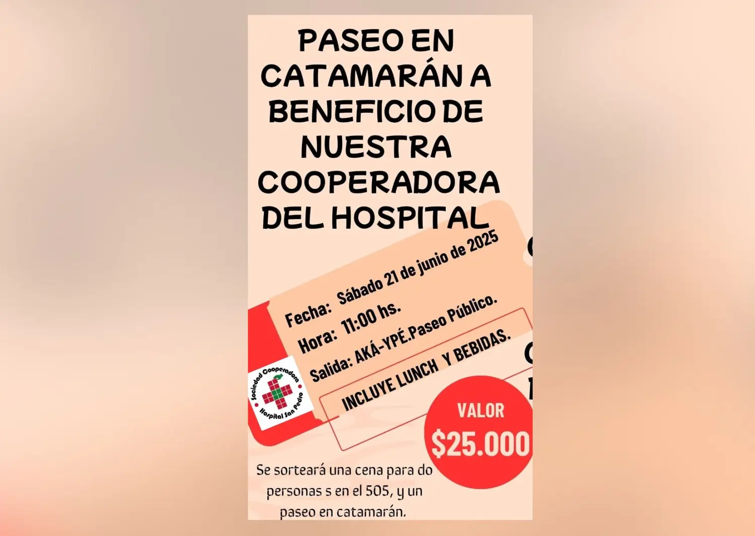 Paseo en catamarán a beneficio de la cooperadora del Hospital