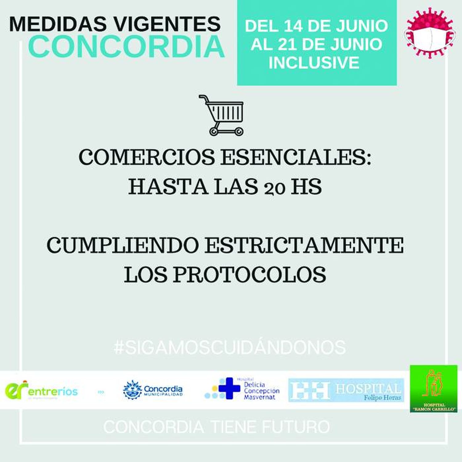 Medidas vigentes en Concordia hasta el 21 de junio