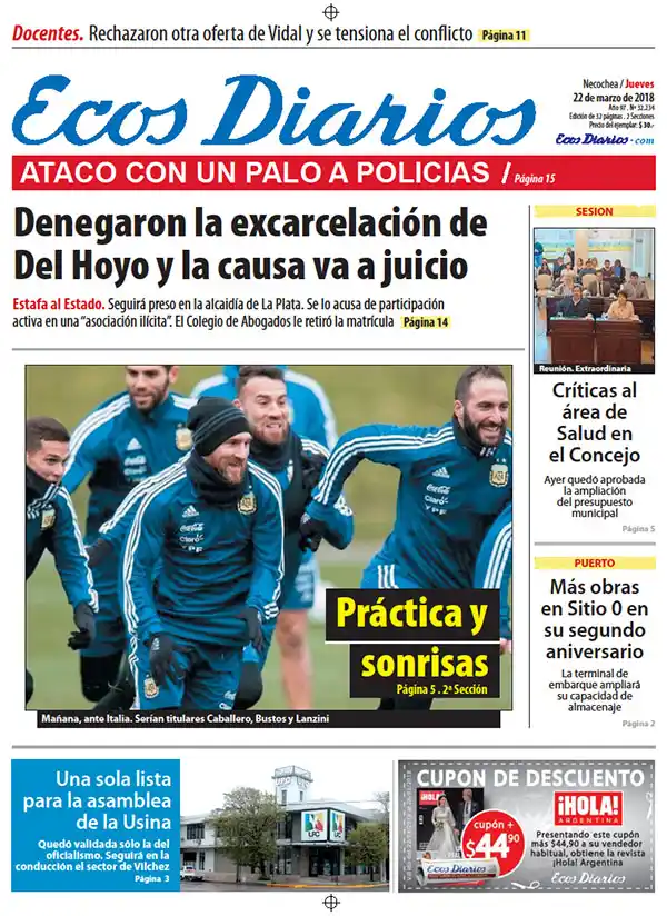 Tapa del 22 de marzo de 2018