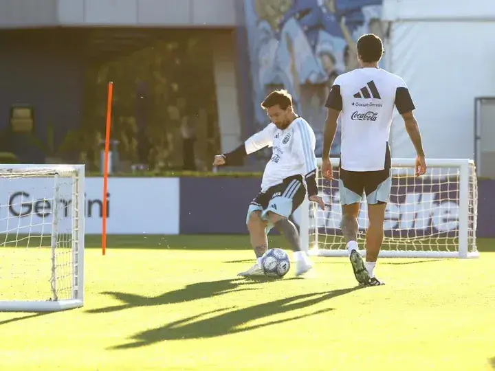 Lionel Messi en su último entrenamiento