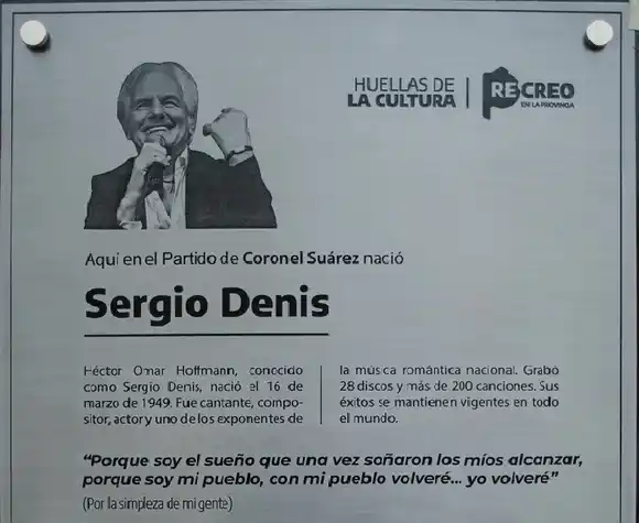 Coronel Suárez tiene su placa homenaje a Sergio Denis