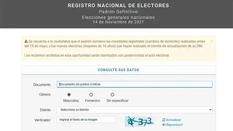 Ya se puede consultar el padrón definitivo para elecciones del 14 de noviembre