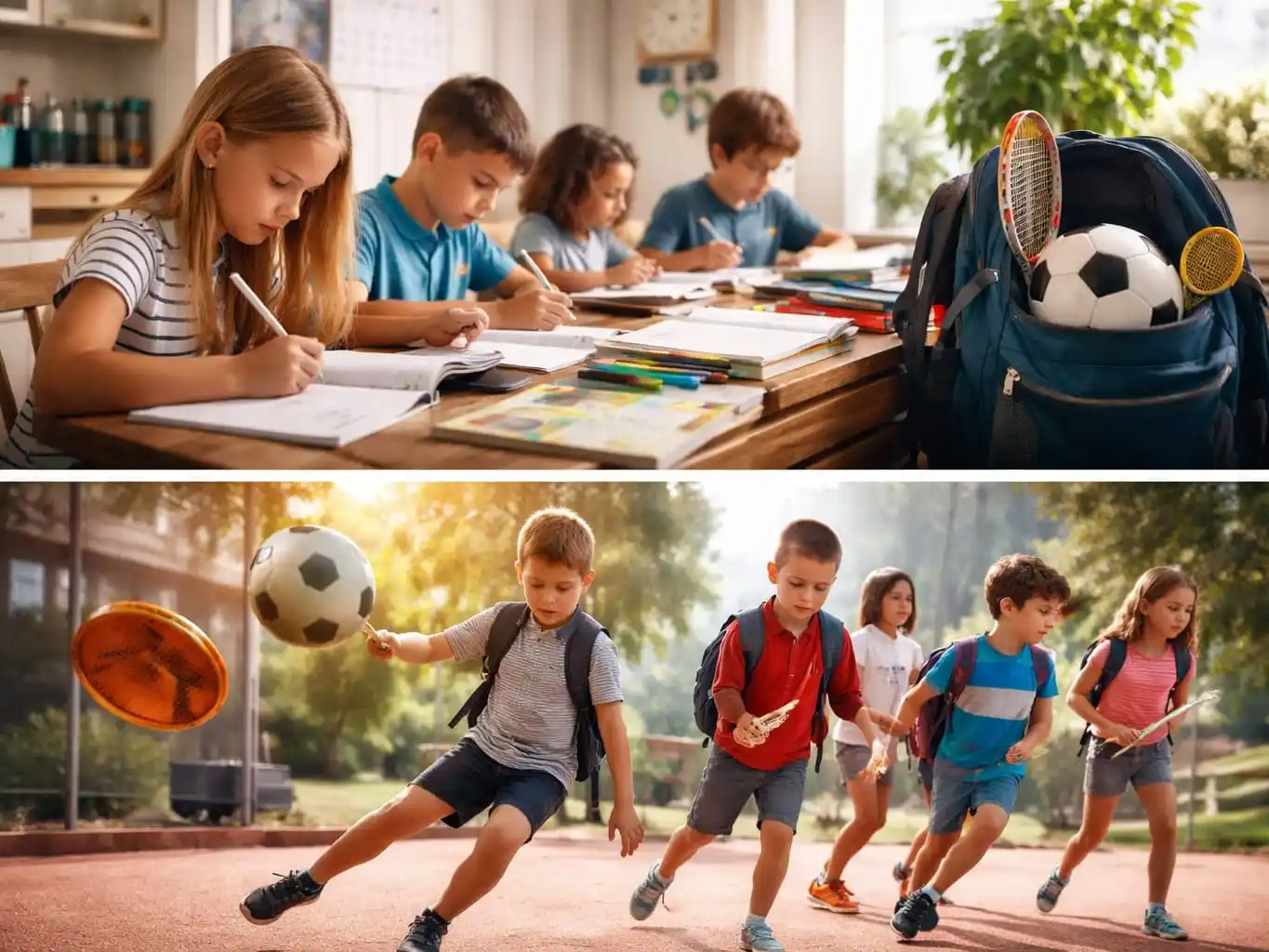 Niños y niñas entre actividades escolares y recreación