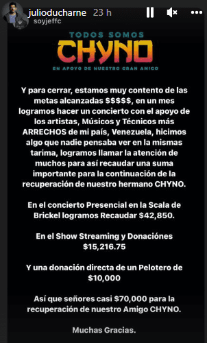 Casi 70 dólares se recogió para Chyno. Foto Instagram