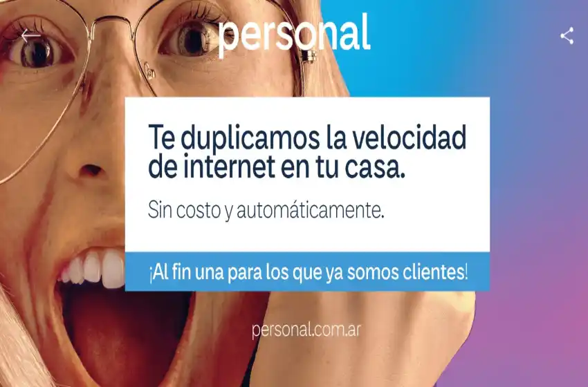 Personal duplica las velocidades de sus servicios de internet en el hogar sin costo adicional y automáticamente a sus clientes