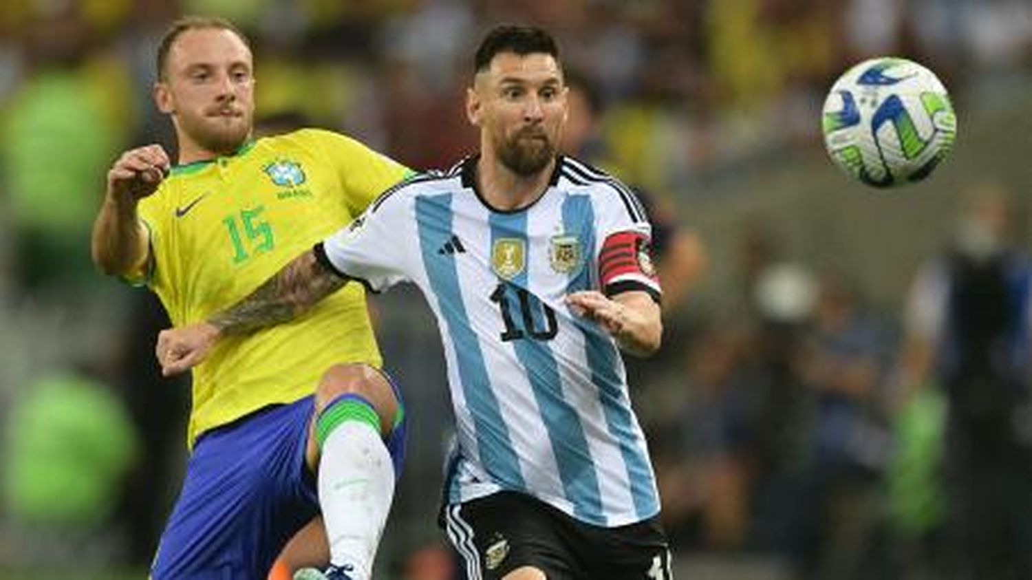 Messi en el duelo frente a Brasil.