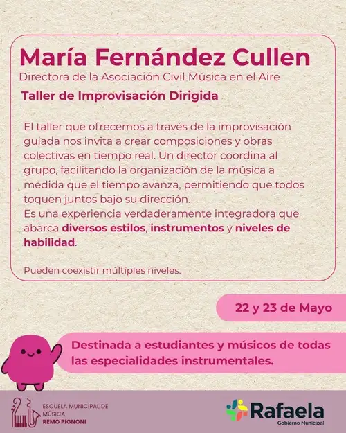 Clases abiertas a la comunidad de la Escuela Municipal de Música "Remo Pignoni"
