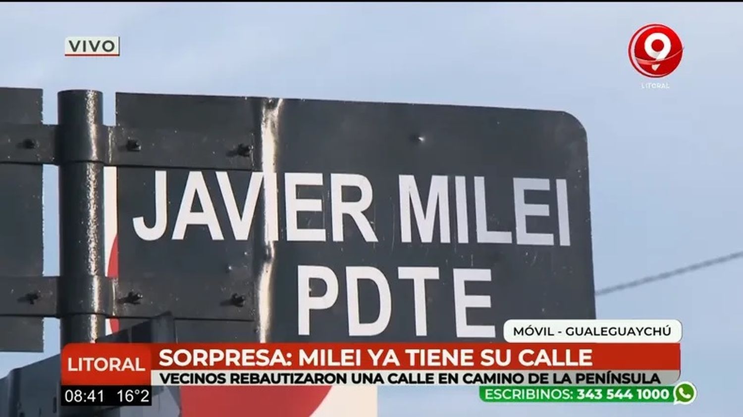 Javier Milei ya tiene una calle a su nombre en Gualeguaychú