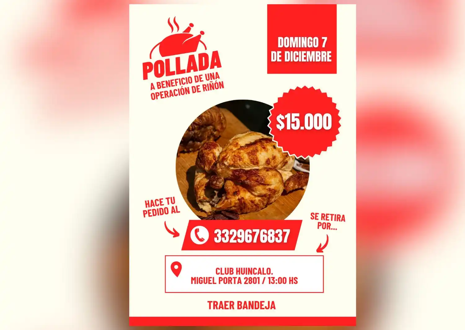 Familia organiza una pollada para la operación de Graciela