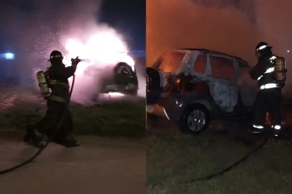 Pérdida total: un auto se incendió en la madrugada y fue consumido por las llamas