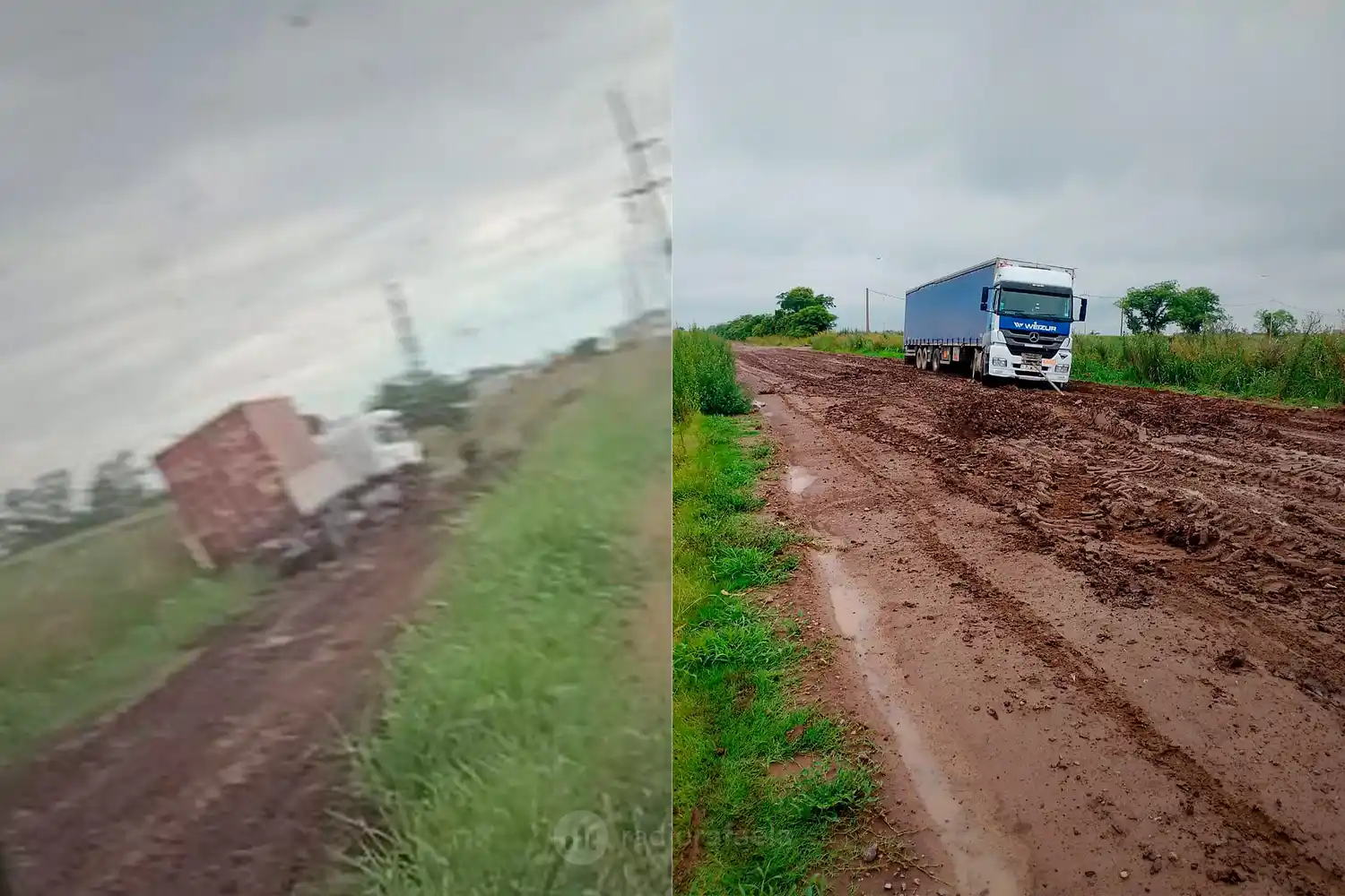 Siguen las complicaciones en los caminos rurales de Rafaela: camiones empantanados y altos costos para retirarlos