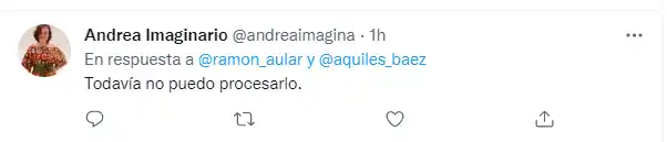 La cantante Andrea Imaginario fue una de quienes expresaron su pesar por la muerte de Aquiles Báez.