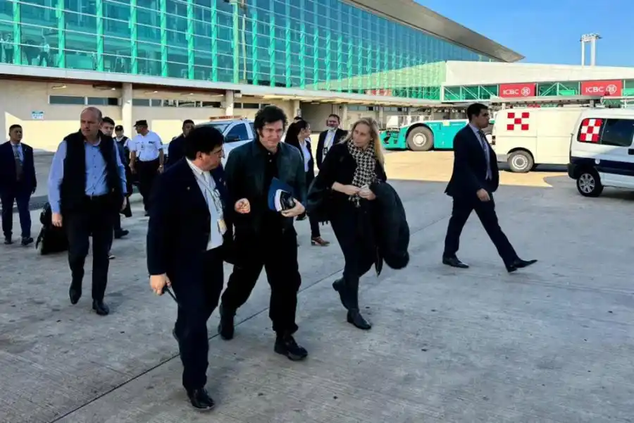 Milei partió a las 18.21 desde Ezeiza / Telam