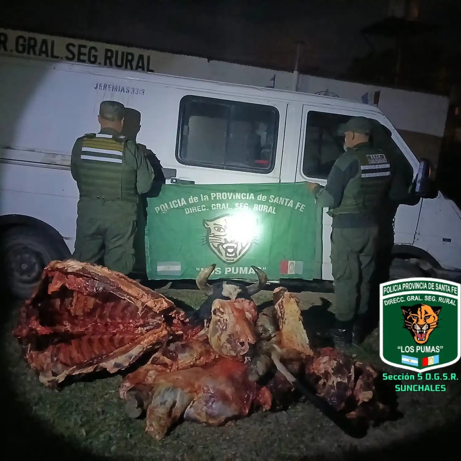 Los Pumas de Sunchales secuestraron carne por faena clandestina en zona rural de la región