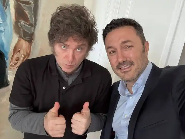 El presidente Javier Milei junto al ministro de Defensa, Luis Petri, en la quinta de Olivos. Foto: @luispetri