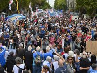 Jubilados y militantes opositores marcharon en calma al Congreso