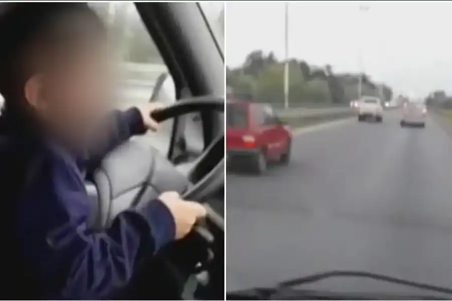 VIDEO | "Dale boludo, llevalo derecho": obligó a su hijo de siete años a manejar en autopista bonaerense