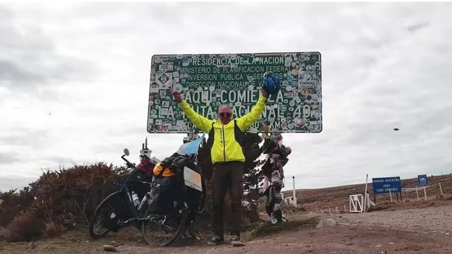 Tiene 67 años y cumplió su sueño de hacer la Ruta 40 en bicicleta