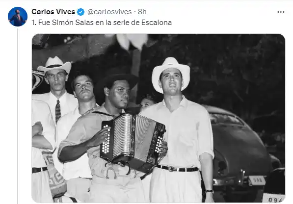 Omar Geles fue recordado de manera emotiva por Carlos Vives. Foto X