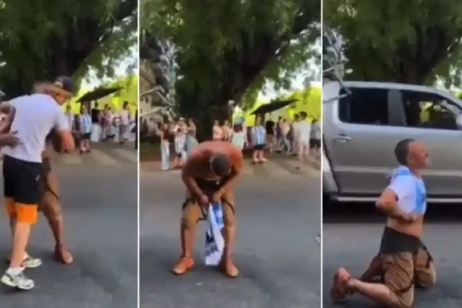 El emotivo regalo que le hizo un joven a un cartonero en pleno festejo tras el triunfo de la Selección