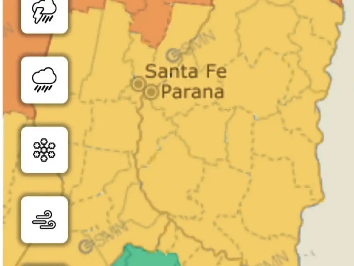 Renovaron alerta amarilla por tormentas para este lunes en todo Entre Ríos