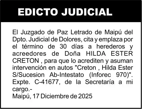 CRETON , HILDA ESTER S/SUCESION AB-INTESTATO