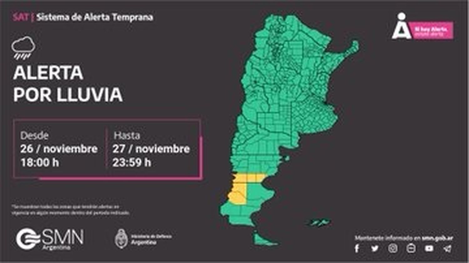 Alerta del Servicio Meteorológico Nacional