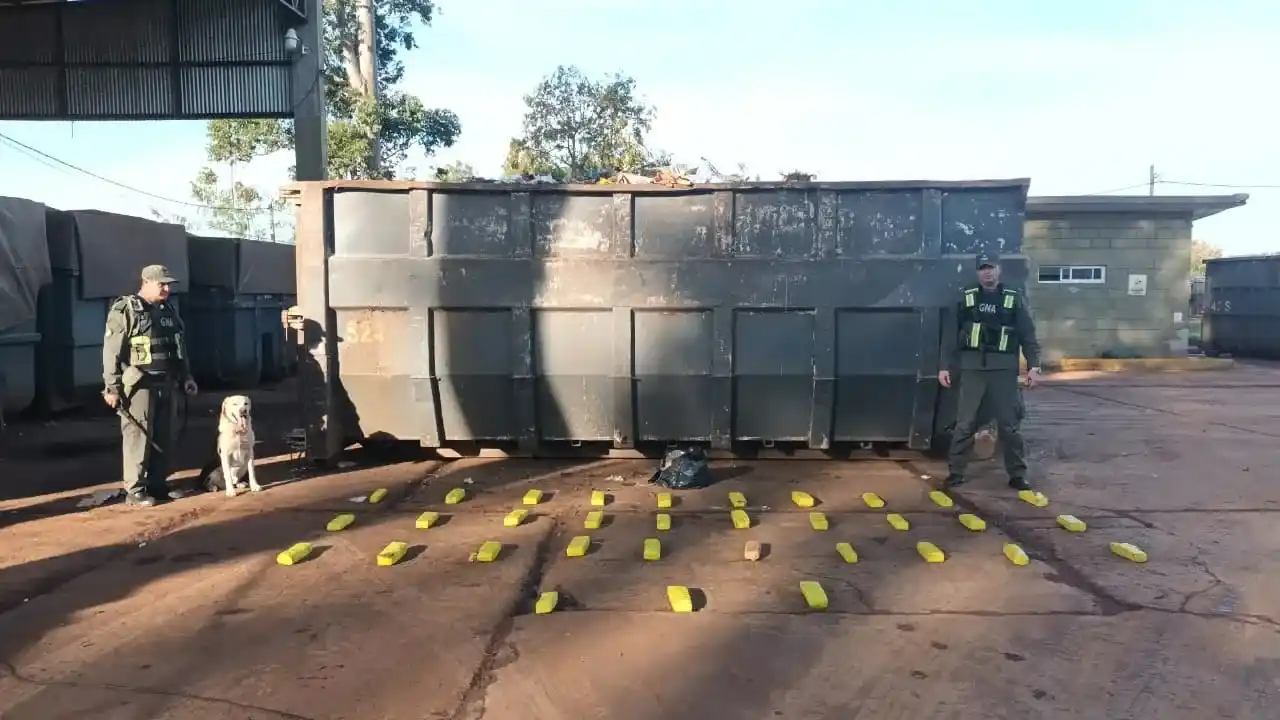 Gendarmería incautó 24 kilos de marihuana dentro de un contenedor de basura