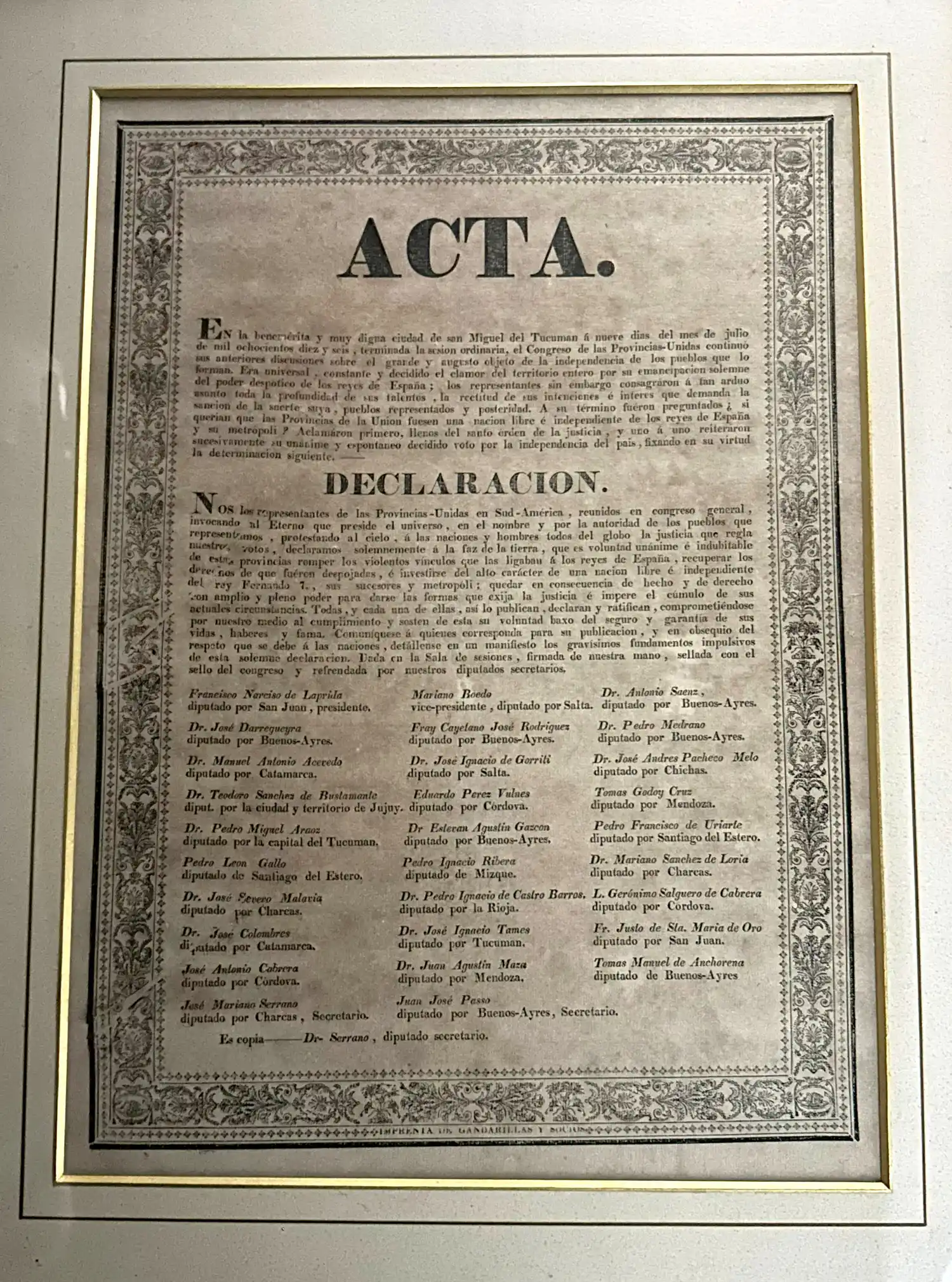 Recuperaron un impreso original de la Declaración de la Independencia de 1816