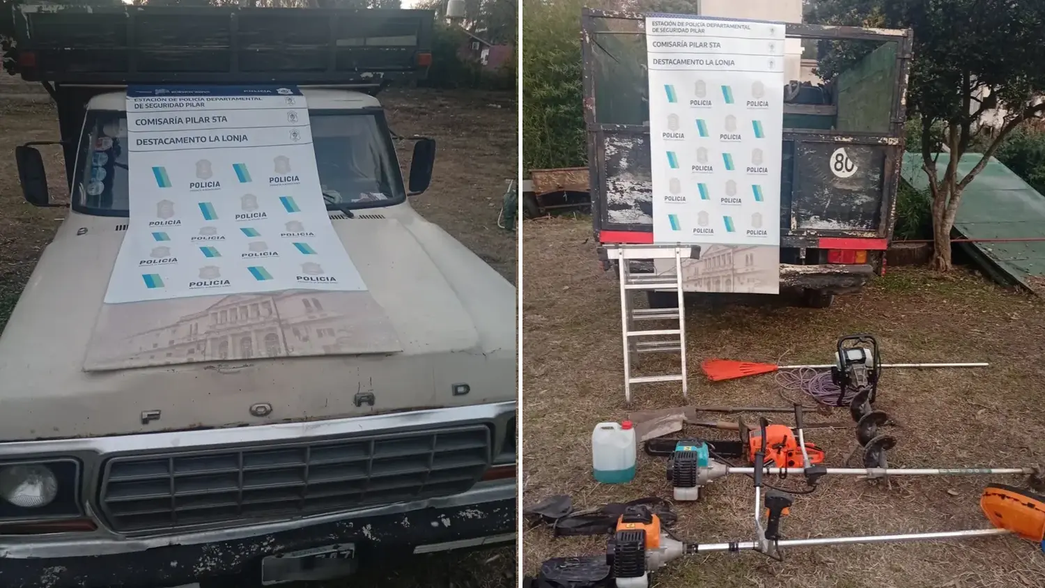 La Policía secuestró una camioneta y herramientas.