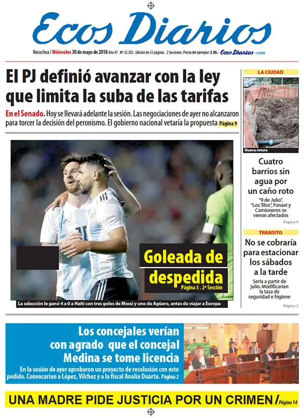 Tapa del 30 de mayo de 2018