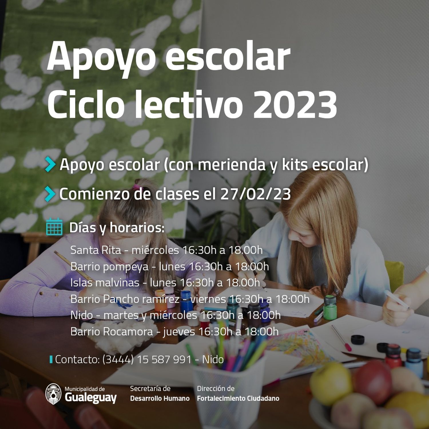 Apoyo Escolar para el año lectivo 2023