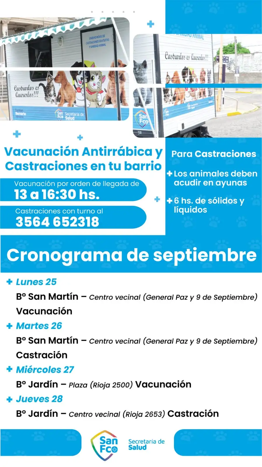 Las nuevas fechas serán para barrios San Martín y Jardín