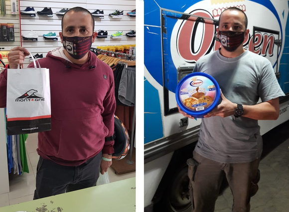 Alfredo Torrens, con sus premios del sorteo por los 29 años de La Opinión