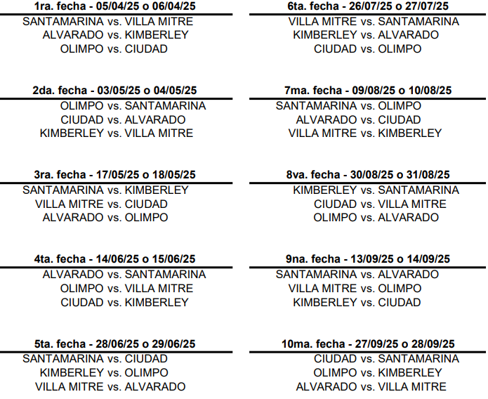 Fixture - Torneo de Divisiones Juveniles AFA
