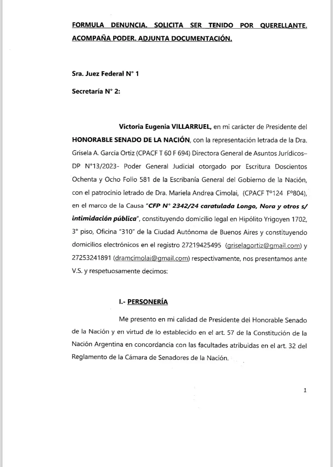La denuncia presentada por el Gobierno Nacional (FOTO: X @VickyVillarruel).