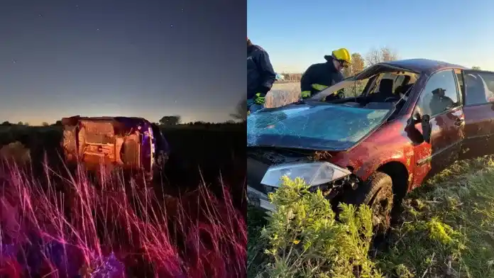 Dramático: Bomberos rescataron a un joven atrapado tras un vuelco en la ruta y quedó internado en el hospital