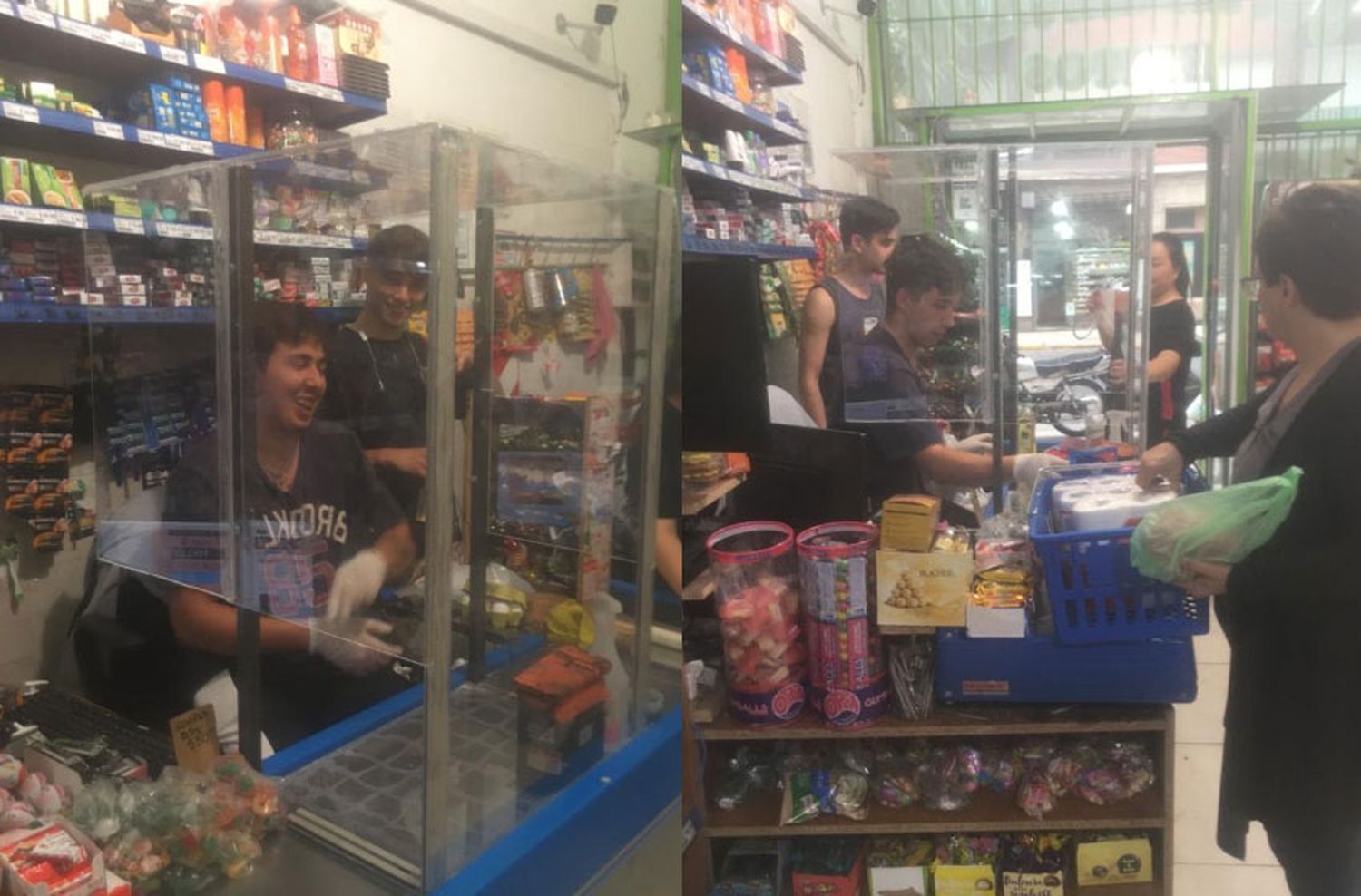 Para seguir atendiendo, un negocio improvisó una "barrera protectora" con plástico