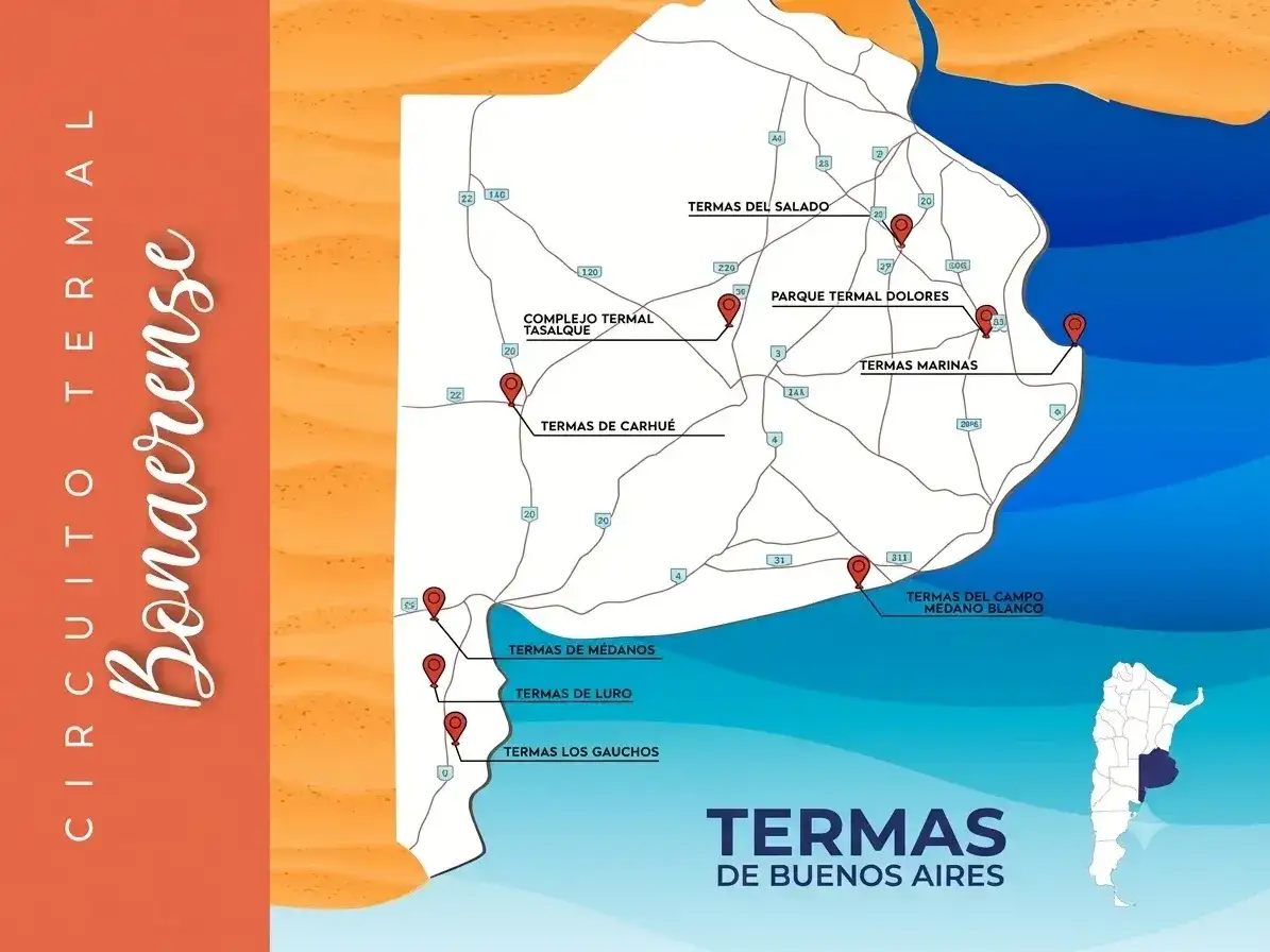 Mapa termas Provincia de Buenos Aires