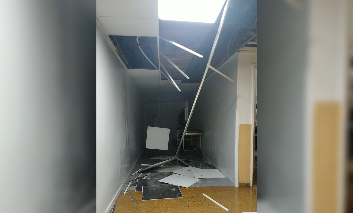 Por la tormenta, cayó parte del cielorraso del nuevo sector de internación del Hospital