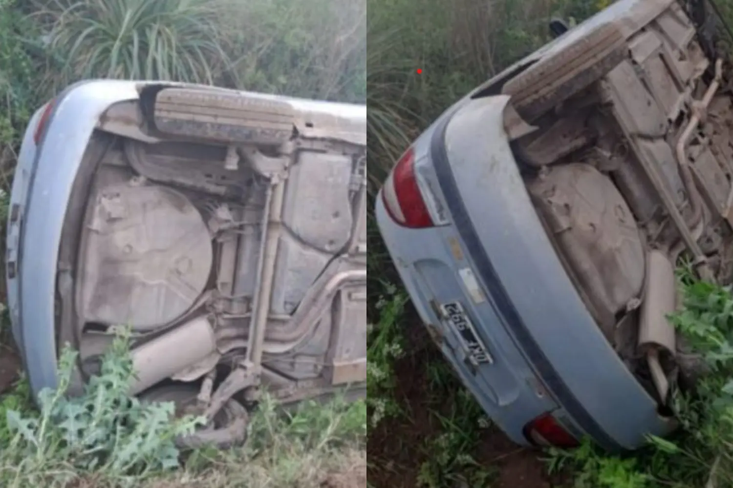 Encontraron un auto de San Pedro volcado y abandonado en Pergamino