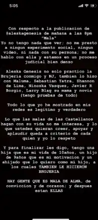 Miguel Magawad ratificó todos los señalamientos contra Génesis Aleska. Foto Instagram